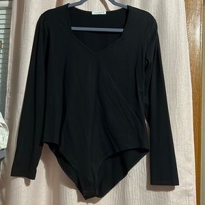 V neck long sleeved bodysuit